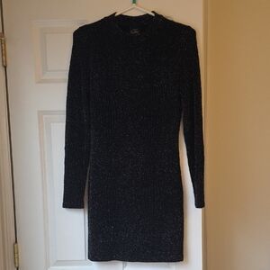 Windsor Black Sparkle Long-Sleeve Bodycon Dress